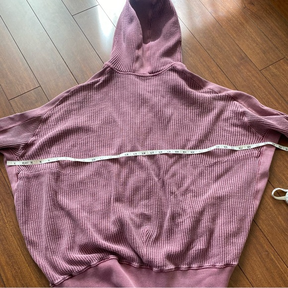 Free People One 100% Cotton Ash Waffle Knit Hoodie Zip Up Cardigan Large - Picture 9 of 16